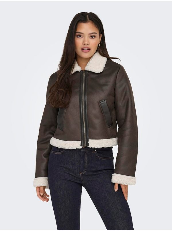 Only Women's Dark Brown Faux Leather Jacket ONLY Betty - Women