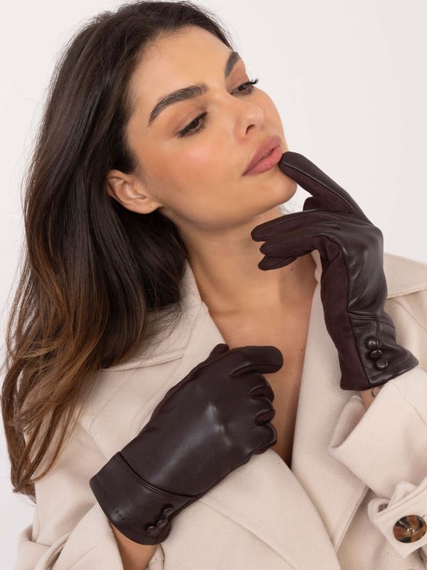 Fashionhunters Women's dark brown gloves