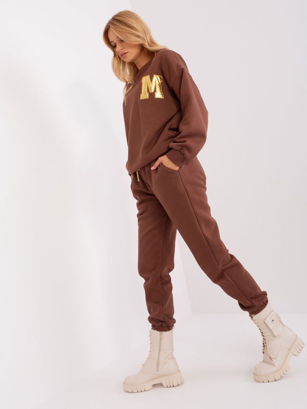 Fashionhunters Women's Dark Brown Insulated Tracksuit