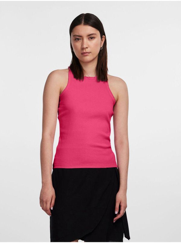 Pieces Women's Deep Pink Ribbed Basic Tank Top Pieces Hand - Women's