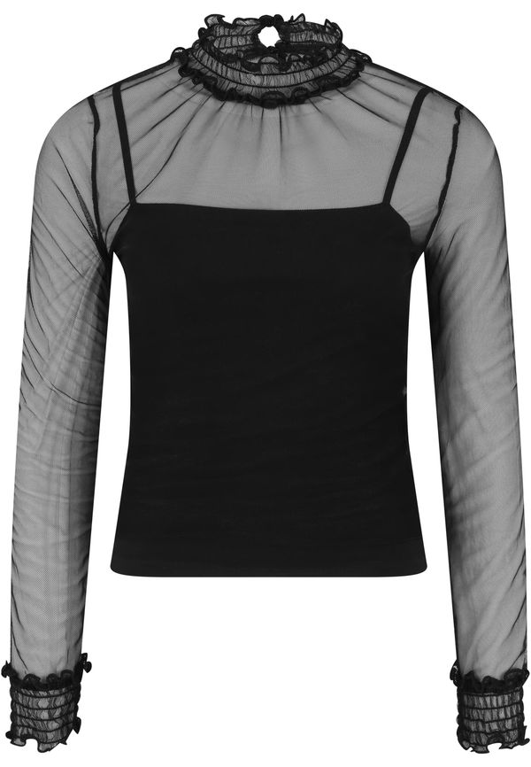 Urban Classics Women's Double-Layer Mesh L/S Black