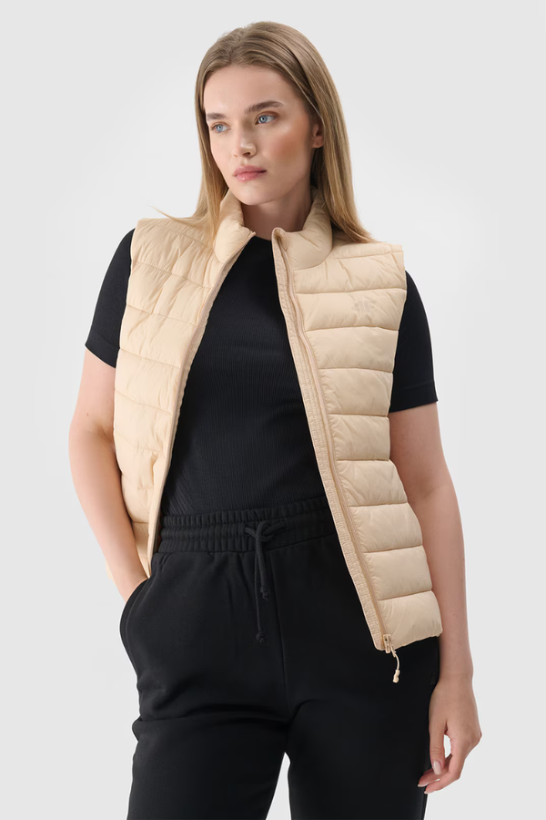 4F Women's Down Gilet With Collar 4F Beige 4FWAW24TVJ