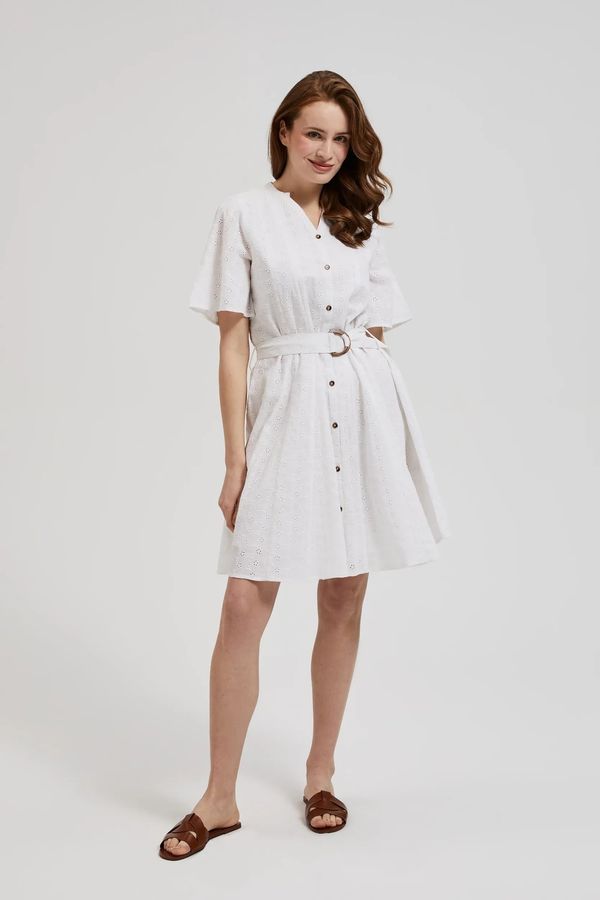 Moodo Women's dress MOODO with belt - white