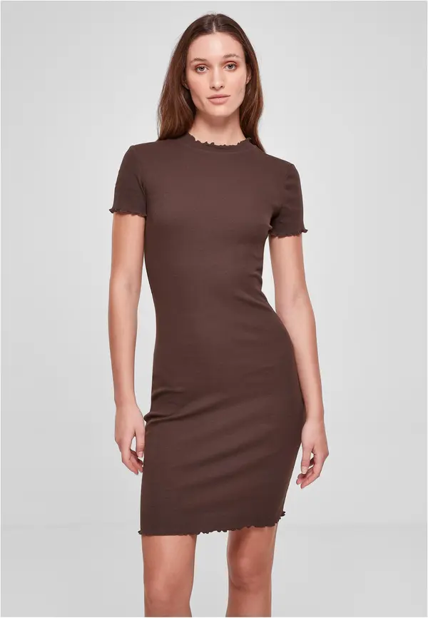 Urban Classics Women's dress with brown ribbing