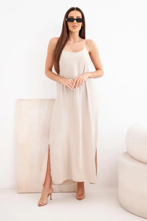 Kesi Włoski Women's dress with straps - dark beige