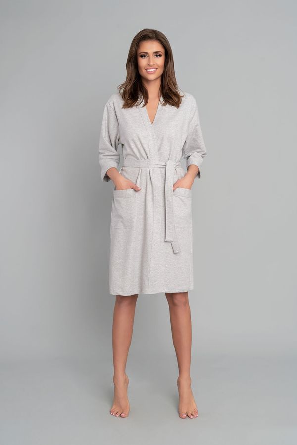 Italian Fashion Women's dressing gown Karla with 3/4 sleeves - light melange