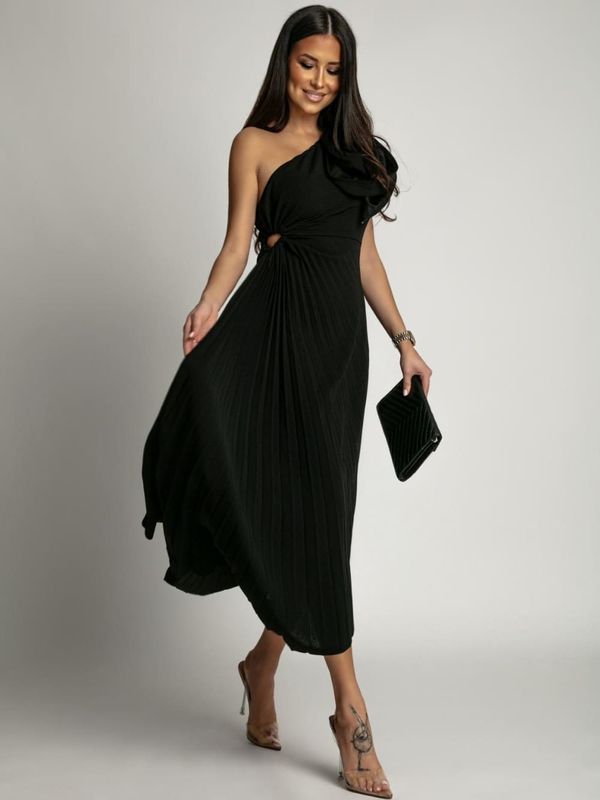 FASARDI Women's Elegant Pleated Dress Fasardi - Black
