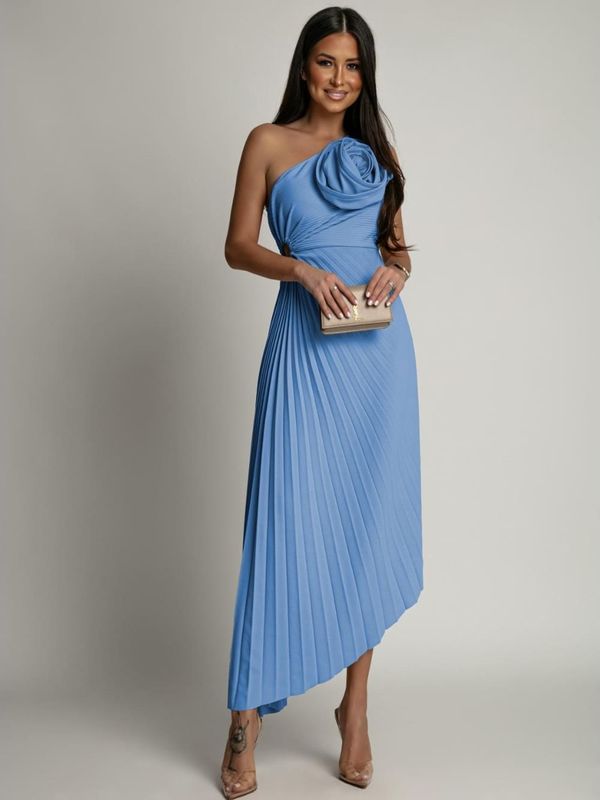 FASARDI Women's elegant pleated dress Fasardi - blue