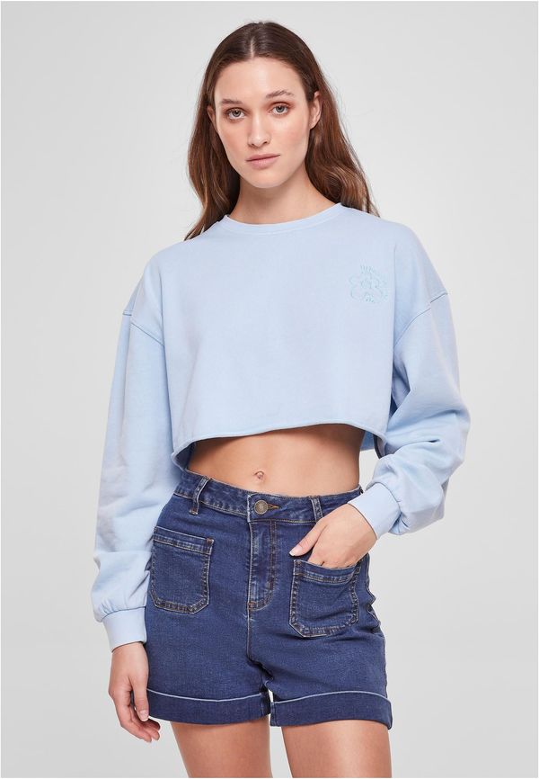 Urban Classics Women's embroidery of cropped flowers Terry Crewneck balticblue