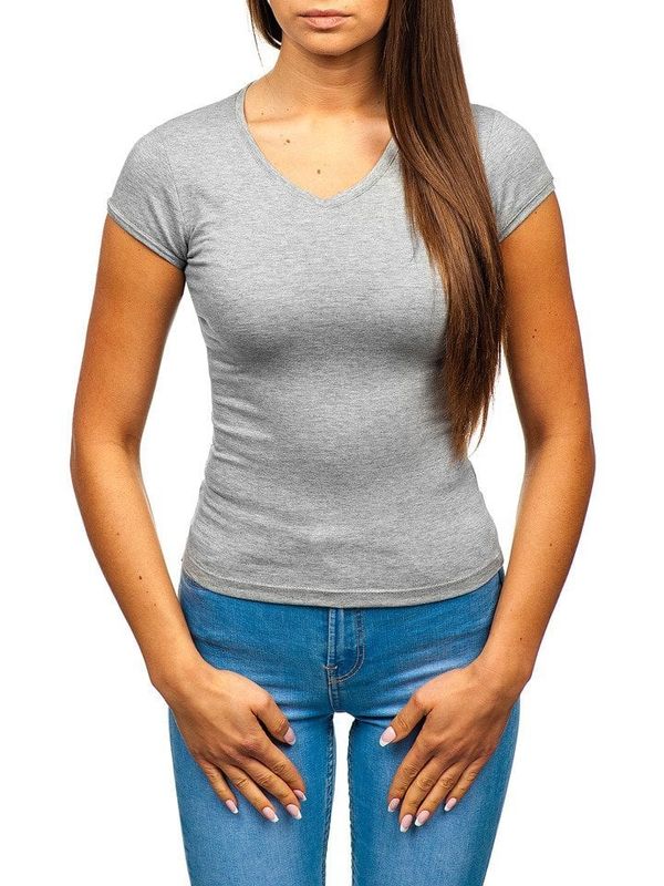 Kesi Women's fashion T-shirt with V-neck - dark gray,