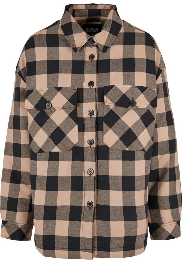 Urban Classics Women's flannel padded overshirt black/softtaupe