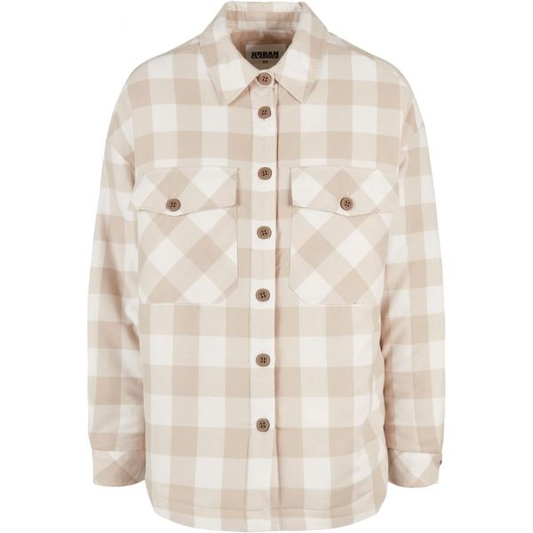 Urban Classics Women's flannel padded overshirt whitesand/lighttaupe