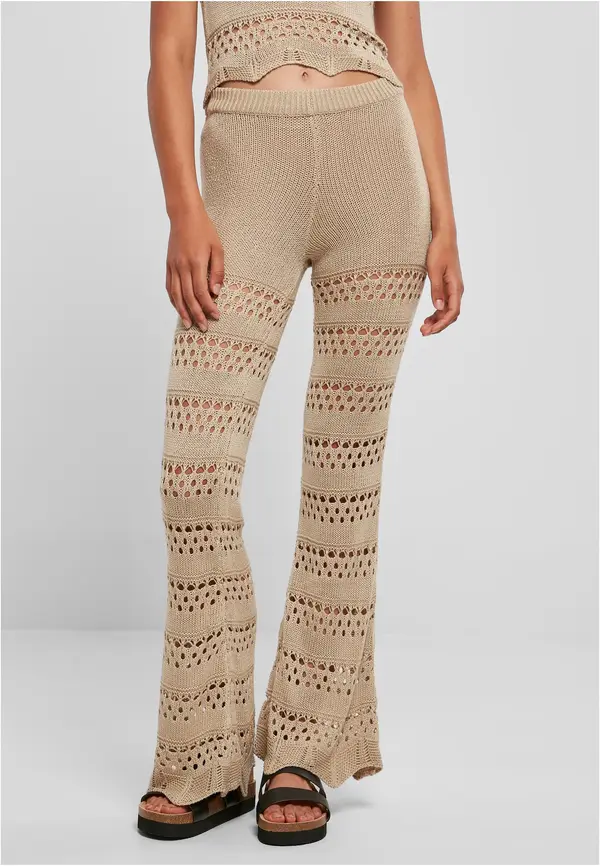 Urban Classics Women's flared crochet leggings made of soft seagrass