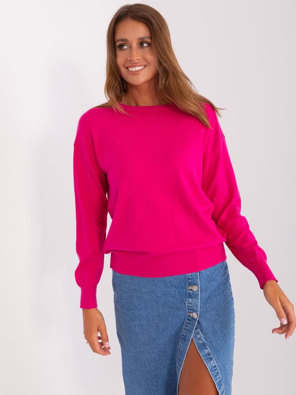 Fashionhunters Women's Fuchsia classic sweater with cotton