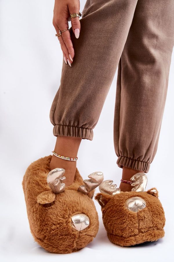 Kesi Women's Fur Slip-on Slippers Reindeer Light Brown Comet
