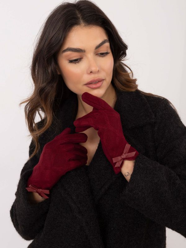 Wool Fashion Italia Women's gloves in burgundy color