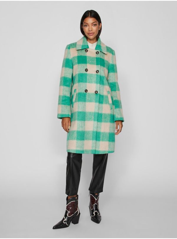 Vila Women's green and beige plaid coat VILA Viorta - Women