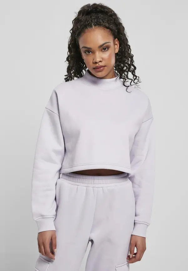 Urban Classics Women's Haircut Oversized Sweat High Neck Crew Soft Lilac