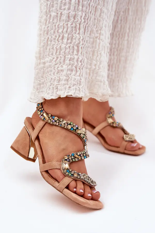 ARTIKER Womens Heeled Sandals With Crystals Artiker