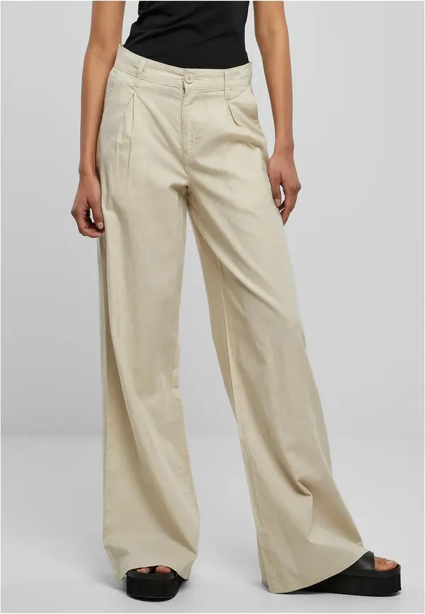Urban Classics Women's High Canvas Mixed Wide Pants Soft Grass