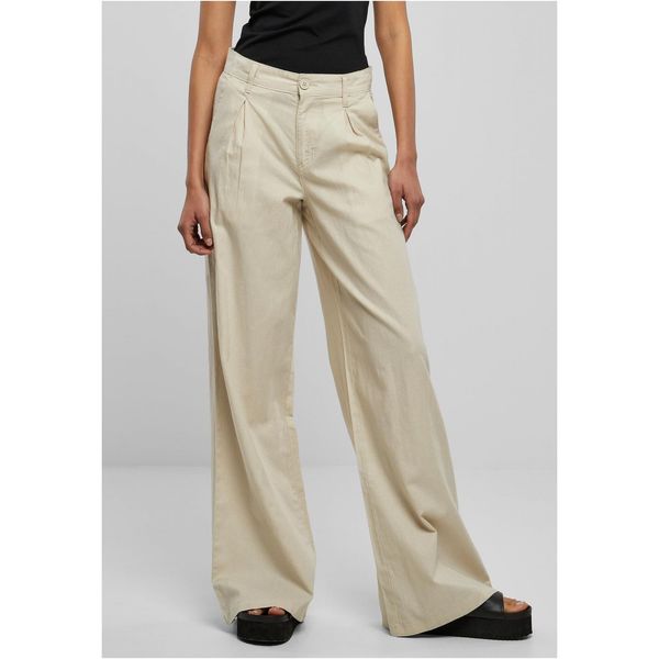 Urban Classics Women's High Canvas Mixed Wide Trousers Made of Soft Grass
