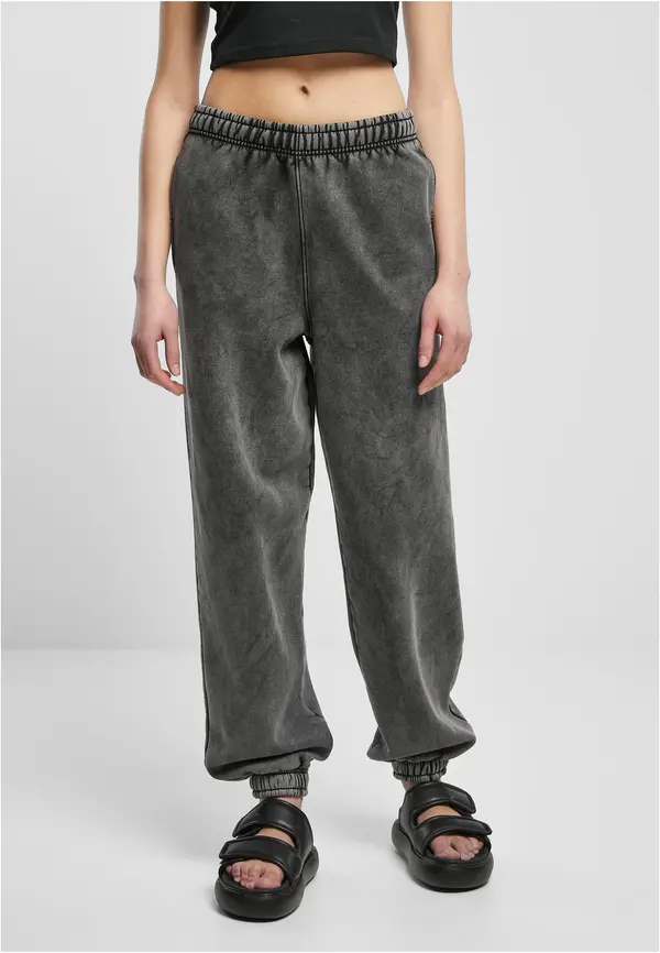 Urban Classics Women's High Waist Stone Washed Sweat Pants black