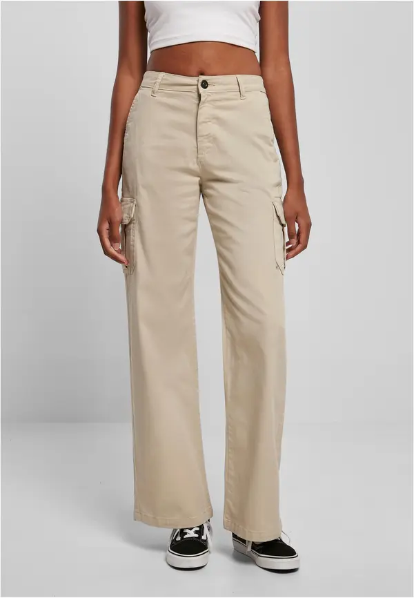 Urban Classics Women's High Waist Straight Cargo Pants Soft Grass