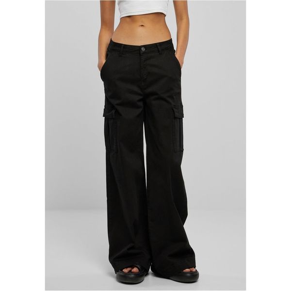 Urban Classics Women's high-waisted and wide-leg twill trousers black