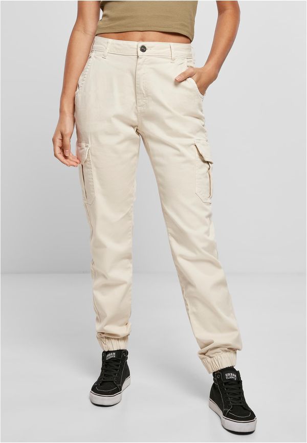 Urban Classics Women's high-waisted cargo pants whitesand