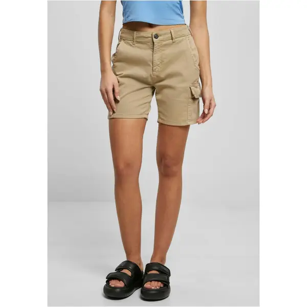 Urban Classics Women's High-Waisted Cargo Shorts Union Beige