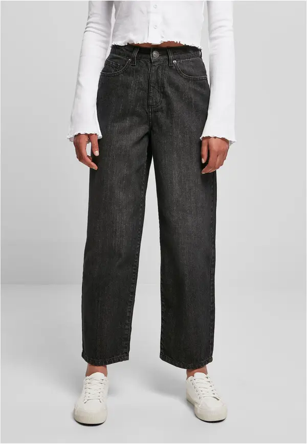 Urban Classics Women's High Waisted Denim Pants - Black