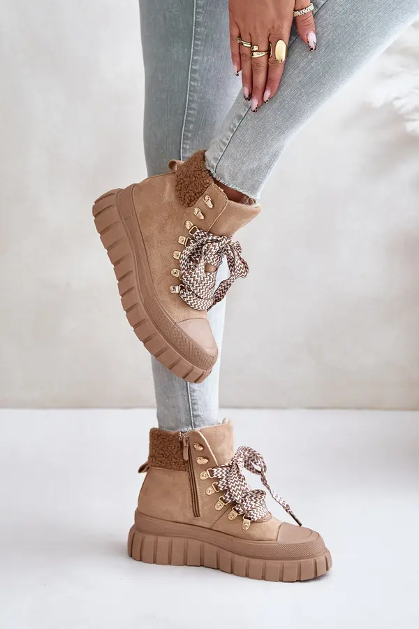 EVENTO Women's insulated ankle boots on a platform brown Alcyhen