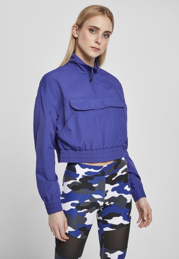 UC Ladies Women's jacket with cropped crinkle nylon, blue-purple