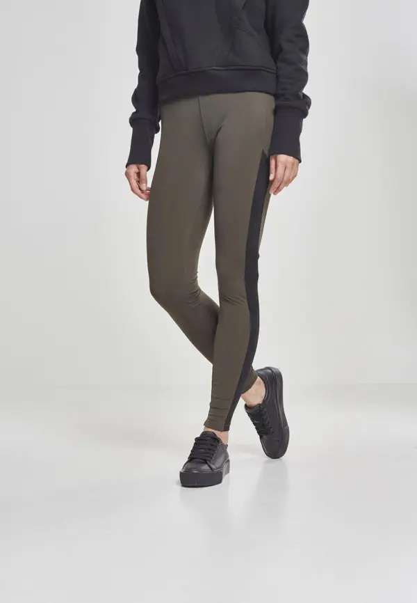 Urban Classics Women's Jacquard Camo Striped Leggings Darkolive/BlackCamo