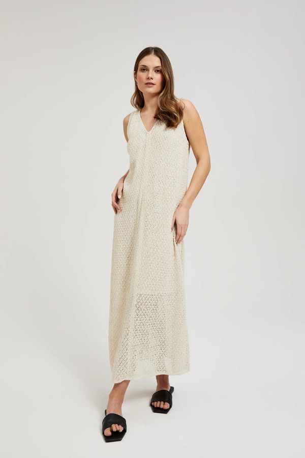 Moodo Women's knitted dress MOODO - light beige