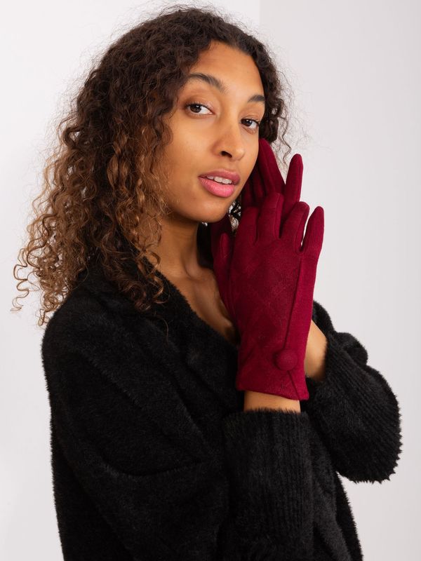 Fashionhunters Women's knitted gloves burgundy color