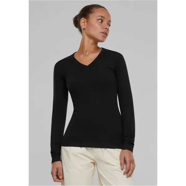 Urban Classics Women's knitted sweater with a V-neck in black
