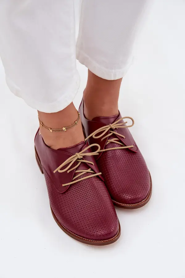 Zazoo Women's Leather Elegant Lace-up Shoes Zazoo 4238 Bordeaux