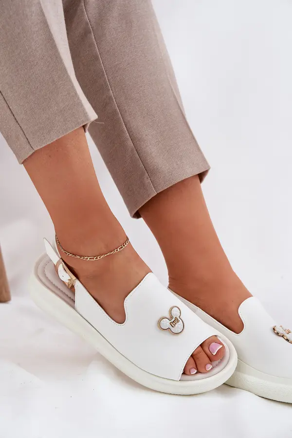 VINCEZA Women's leather sandals with decoration Vinceza