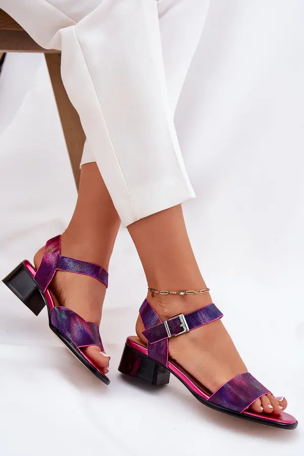 Maciejka Women's Leather Sandals with Heels Maciejka 06551-15 Fuchsia