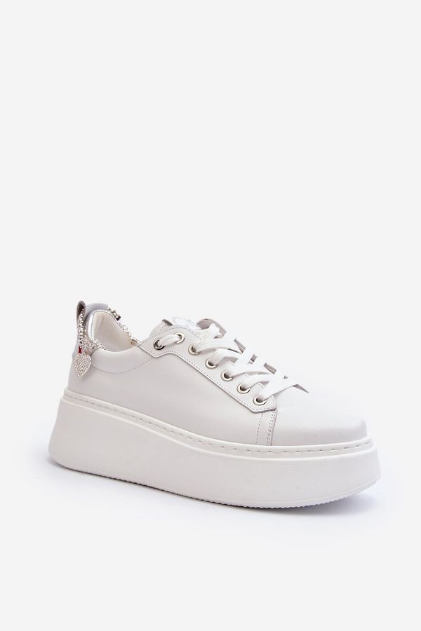 Kesi Women's leather sneakers with CheBello White bracelet