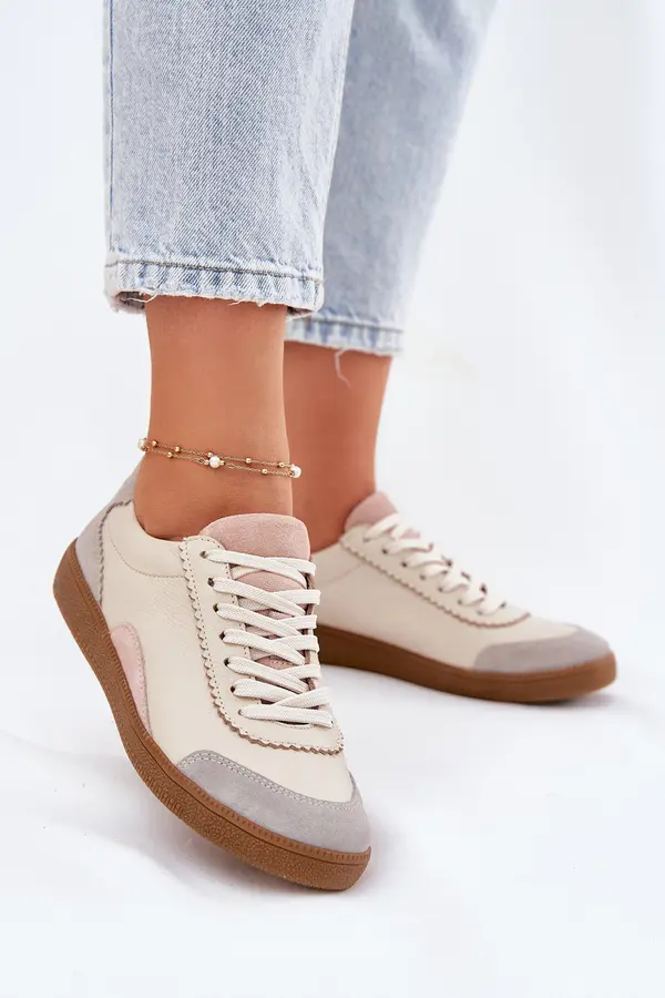 Zazoo Women's Leather Sneakers Zazoo N1220 Beige