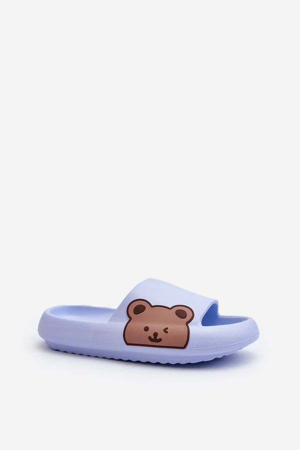 Kesi Women's lightweight foam slippers with a Blue Parisso teddy bear motif