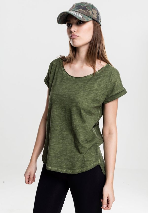 UC Ladies Women's long-back T-shirt in the shape of a spray with olive dye