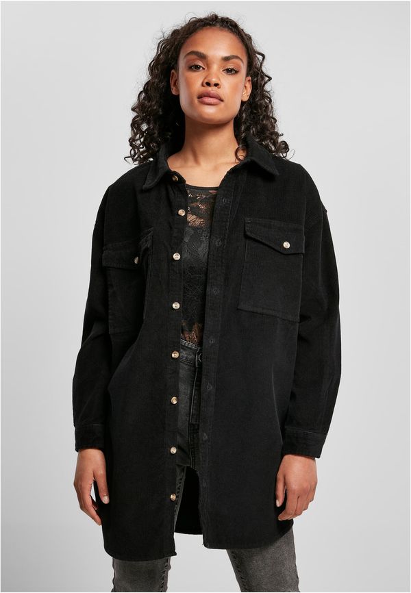 Urban Classics Women's long corduroy shirt black