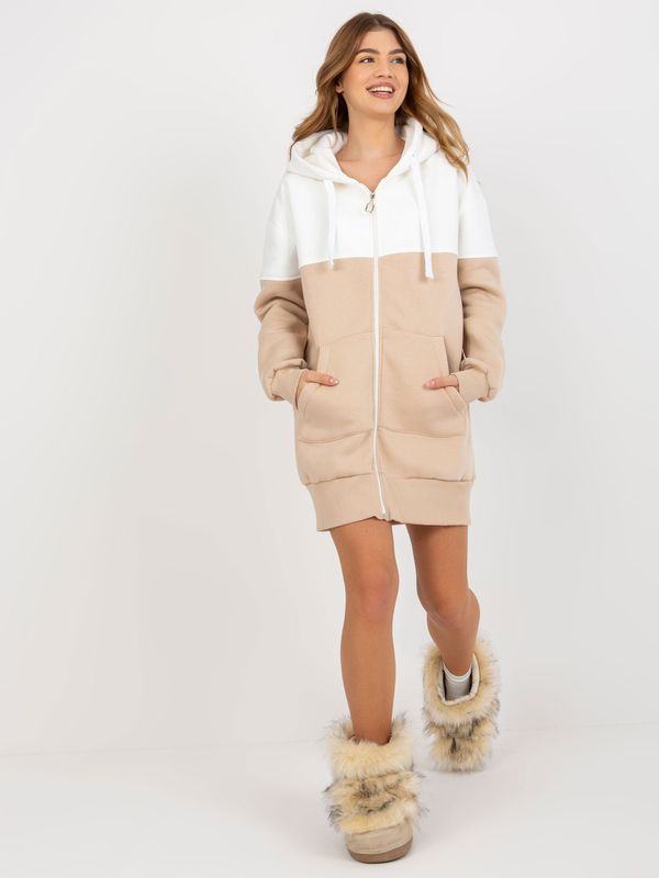 Fashionhunters Women's Long Hoodie - Beige