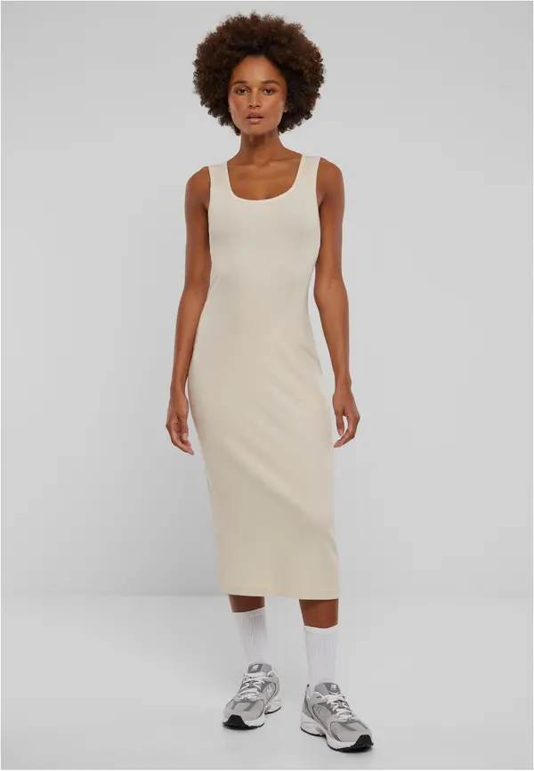 Urban Classics Women's Long Rib Dress Cream
