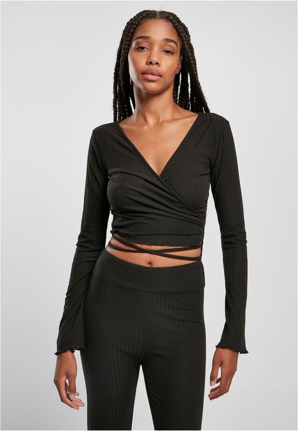 Urban Classics Women's Long Sleeve Cropped Rib Wrapped