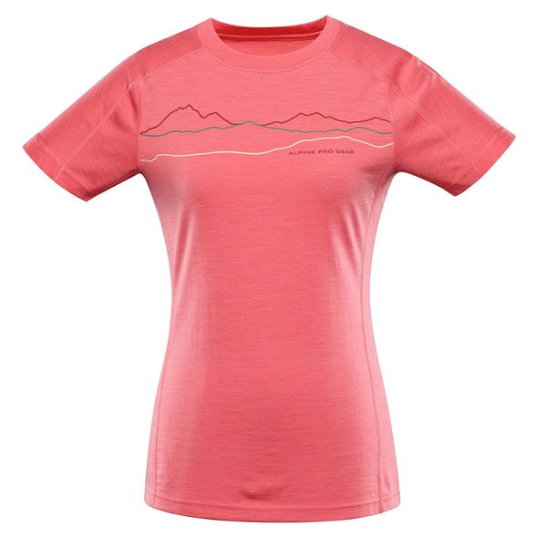 ALPINE PRO Women's merino wool T-shirt ALPINE PRO WOOLENA 2 calypso coral