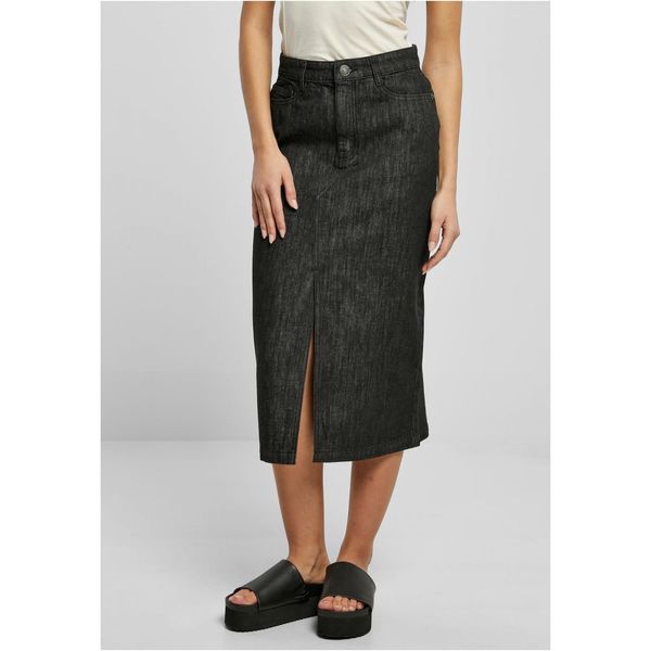 Urban Classics Women's midi denim skirt black washed